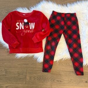 Red Kids Matching Set with Snow Design
